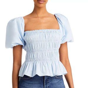 ASTR Puff Sleeve Peplum Blouse